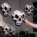 Halloweenské Nafukovacie Balónky Lebka 10 ks Balónky Vo Tvaru Lebky So Zeleným Okom a Krvavými Škvrnami Biela Čierna a Červená Na Párty 6