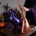 Halloweenskie Nafukujące Baloniki 2 szt. Kruk 50 x 95 cm i Czarodziejska Miotła 39 x 93 cm Fioletowy Brązowy i Złoty Na Halloweenową Imprezę 3