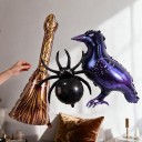 Halloweenskie Nafukujące Baloniki 3 szt. Miotła 39 x 93 cm Pająk 78 x 82 cm i Kruk 50 x 95 cm Brązowy Czarny i Fioletowy Na Imprezę 5