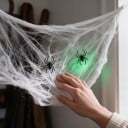 Halloweenspind Svært lysende i mørket 100 g Opladning med sollys Hvid med grøn glød Dekoration til Halloween indendørs og udendørs 3