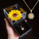 Halskæde med solsikkeanhænger 45 cm Zirkonlegering Gaveæske med kunstig blomst 9 x 9 x 10 cm Elegant gave til kvinder 2