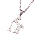 Halsketting met hanger Mama met zoon en dochter Elegante ketting van roestvrij staal Cadeausieraad voor vrouwen en moeders 2