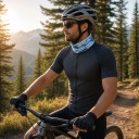Halswärmer und Halstuch mit abstraktem Muster, das an ein blau-weißes Gemälde erinnert, für Wandern, Radfahren, Angeln und Sport 5