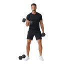 Haltères hexagonaux 6 kg 2 pcs 28,8 x 11,5 cm avec poignée striée haltères noirs et argentés pour l'entraînement à domicile et en fitness 7