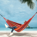 Hamac din pânză pentru exterior, capacitate de încărcare 200 kg, hamac portabil suspendat din material textil, pat pentru camping în grădină, relaxare, balcon și terasă 3
