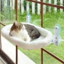 Hamac pour chats à fenêtre 60 x 30 cm Capacité 18 kg Ventouses Housse réversible en peluche et en maille Lit pliable 4