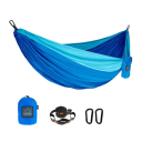 Hamaka Rede de Hängemática de Nylon Portátil 300x200 cm Dupla para Acampamento ao Ar Livre e Jardim com Correias e Mosquetões 1