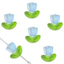 Handgemaakte glazen kralen 9 x 9 x 0,8 mm / 7 x 14 x 0,8 mm 10 stuks Bloemige tulpenpatroon Decoratieve kralen voor het maken 3