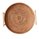 Handgewebtes Tablett 24 cm Korb als Organizer Runder dekorativer Tablett für Kleinigkeiten Schlüssel Kosmetik Wohnaccessoires 2