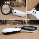 Handheld Magnifying Glass with LED Lighting 3x and 45x Magnification Optical Glass 75 x 22 mm Lightweight Construction Ergonomic Handle for Reading Coins Stamps 3
