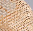 Håndlavet bambus pendellysekrone Hængende loftslysekrone E27 pære Håndvævet lampe med hvid ophængningstråd og træloftsplade 30 x 35 cm 3