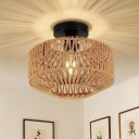 Håndlavet bambuslysekrone, hængende loftslampe, rottingvævet lysekrone, bambuslampe med LED-pære, E27, 30 x 22 x 12 cm 1