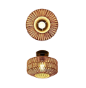 Håndlavet bambuslysekrone, hængende loftslampe, rottingvævet lysekrone, bambuslampe med LED-pære, E27, 30 x 22 x 12 cm 3