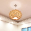 Håndlavet rattan pendellampe bambus loftslampe med ophængningstråd 120 cm naturlig hængende lysekrone i moderne stil 30 x 18 cm 2