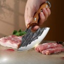 Håndsmedet Kødkniv 19,2 cm Udendørs Slagterkniv Træhåndtag Rustfrit Stål Blad Camping Grill Køkken Overlevelse 3