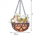 Hängande Blomkruka Kokos Skål 20 cm Dekorativ Blomkruka i Kokosutseende med Repupphängning för Växter 2