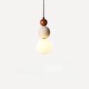 Hängande lampa modern bollskärm trä sten glas höjd 23 cm diameter 11 cm kabel 170 cm LED G9 till sovrum över matbord 8