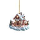 Hängende Dekoration 8 x 7,2 x 0,3 cm Schneebedeckte Hütte Buntglasfensterdekoration für den Baum Weihnachtsanhänger Winteratmosphäre 1