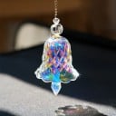 Hängende Glocke aus geschliffenem Kristall, dekorativer Lichteffekt, klare und Regenbogenvariante, hängendes Ornament 6