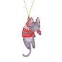 Hangende kerstdecoratie met kat 4,4 x 9 cm Schattige hanger voor de kerstboom Deuren en cadeau Kerst- en nieuwjaarsversiering voor kattenliefhebbers 8