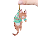 Hangende kerstdecoratie met kat 4,4 x 9 cm Schattige hanger voor de kerstboom Deuren en cadeau Kerst- en nieuwjaarsversiering voor kattenliefhebbers 3