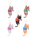 Hangende kerstdecoratie met kat 4,4 x 9 cm Schattige hanger voor de kerstboom Deuren en cadeau Kerst- en nieuwjaarsversiering voor kattenliefhebbers 5