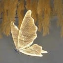 Hängender Schmetterling LED Kronleuchter mit Spitzenflügeln Spannweite 120 cm, Metall und Spitze, integrierte LED Hochzeitsdekoration 4