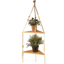 Hanging Corner Shelf 32.5 cm Two-Tier Wooden Shelf with Rope for Wall Storage Corner Shelf 1