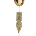 Hanging Decoration Wind Chime with Figure and Canopy Wooden Look Leaf and Bell Japanese Style 3