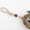 Hanging Decoration Wind Chime with Figure in Circle Natural Motif Leaf and Bell Japanese Rustic Style 7