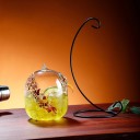 Hanging Drink Glass on Metal Stand 430 ml Decorative Glass with Glass Straw Height 23 cm from Clear Glass 2