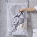 Hanging Mesh Laundry Basket 77 x 50 cm White Polyester with 30 cm Opening Wall-Mounted Laundry Basket for Bathroom 3