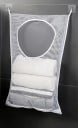 Hanging Mesh Laundry Basket 77 x 50 cm White Polyester with 30 cm Opening Wall-Mounted Laundry Basket for Bathroom 4