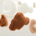 Hanging Mobile for Cot 45 x 25 cm Wooden Holder with Felt Clouds and Moon Brown-White Decoration for Nursery 2