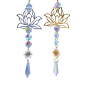 Hanging Sun Catcher 43 cm with Crystals and Lotus Flower Rainbow Reflection Window Decoration Feng Shui Meditation Style 1