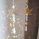 Hanging Sun Catcher 43 cm with Crystals and Lotus Flower Rainbow Reflection Window Decoration Feng Shui Meditation Style 8