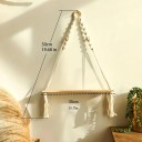 Hanging Wall Shelf 35 cm Wooden Shelf with Rope and Tassels Decorative Boho Wall Shelf 2