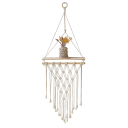 Hanging Wooden Shelf 100 x 35 cm Wall Shelf with Decorative Hanger and Fringes 1