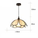 Hanglamp handgeweven stoffen kap in de vorm van een lotus diameter 30 x hoogte 20 cm kabel 120 cm metaal zwart fitting E27 voor de eetkamer 2