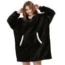 Hanorac de iarnă pentru femei cu glugă Pătură călduroasă supradimensionată cu mâneci lungi din flanelă și buzunare Îmbrăcăminte confortabilă din poliester moale 26
