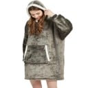 Hanorac de iarnă pentru femei cu glugă Pătură călduroasă supradimensionată cu mâneci lungi din flanelă și buzunare Îmbrăcăminte 14