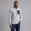 Hanorac fleece pentru bărbați cu fermoar parțial și guler înalt, cu buzunar pe piept cu fermoar și model structurat 2
