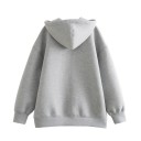 Hanorac pentru femei cu fermoar, glugă și buzunare Hanorac confortabil din bumbac gri pentru purtare zilnică Stil sportiv Material moale și respirabil 2