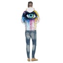 Hanorac unisex cu glugă și imprimeu 3D al unui ochi uman Fundal alb cu pictură colorată curgătoare Buzunar kengur Poliester cu spandex 4