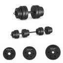 Hantel 2 in 1 30 kg verstellbares Set aus zwei Kurzhanteln und einer Langhantel mit Verbindungsrohr und Gewichten schwarz für das Heimtraining 6