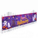 Happy Halloween - Halloweenskylippu, jossa on aaveita ja kurpitsoita 200 x 40 cm Polyesteri metallirenkailla Violetin värinen koriste aidalle 5
