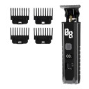 Hår- og skægtrimmer med T-blade til mænd 400 mAh batteri Driftstid 3 timer Gennemsigtigt hus Sort Barbermaskine til konturer og kanter 3