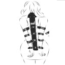 Harnais en cuir pour le dos avec collier verrouillable et 4 paires de menottes, système ajustable pour un attachement total, emballage discret 4