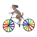 Havedekoration hund på cykel med vindmøller 90 x 50 cm Metalstatue med bevægelige hjul Munter dyredekoration til haven Terrassedekoration 1