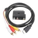 HDMI-kaapeli 3x RCA:lle ja SCART-sovitin Kaapelin pituus 1,5 m Sovitin RCA- ja S-Video-liittimillä Sisään- ja ulostulo-kytkin Muovia ABS 1